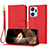 Leather Case Stands Flip Cover Holder Y09X for Huawei Honor X7a Red