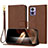 Leather Case Stands Flip Cover Holder Y09X for Motorola Moto Edge 30 Lite 5G Brown