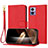 Leather Case Stands Flip Cover Holder Y09X for Motorola Moto Edge 30 Lite 5G Red