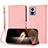 Leather Case Stands Flip Cover Holder Y09X for Motorola Moto Edge 30 Lite 5G Rose Gold