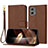 Leather Case Stands Flip Cover Holder Y09X for Motorola Moto G 5G (2023) Brown