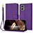 Leather Case Stands Flip Cover Holder Y09X for Motorola Moto G 5G (2023) Purple