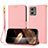 Leather Case Stands Flip Cover Holder Y09X for Motorola Moto G 5G (2023) Rose Gold