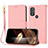 Leather Case Stands Flip Cover Holder Y09X for Motorola Moto G Play (2023) Rose Gold