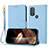 Leather Case Stands Flip Cover Holder Y09X for Motorola Moto G Power (2022) Blue
