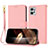 Leather Case Stands Flip Cover Holder Y09X for Motorola Moto G Power 5G (2023) Rose Gold