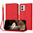 Leather Case Stands Flip Cover Holder Y09X for Motorola Moto G53j 5G Red