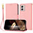 Leather Case Stands Flip Cover Holder Y09X for Motorola Moto G53y 5G Rose Gold