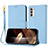 Leather Case Stands Flip Cover Holder Y09X for Motorola Moto G62 5G Blue