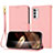 Leather Case Stands Flip Cover Holder Y09X for Motorola Moto G62 5G Rose Gold