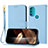 Leather Case Stands Flip Cover Holder Y09X for Motorola Moto G71 5G Blue