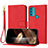 Leather Case Stands Flip Cover Holder Y09X for Motorola Moto G71 5G Red