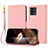 Leather Case Stands Flip Cover Holder Y09X for Motorola Moto G72 Rose Gold