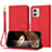 Leather Case Stands Flip Cover Holder Y09X for Motorola Moto G73 5G Red