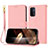 Leather Case Stands Flip Cover Holder Y09X for Oppo A74 5G Rose Gold