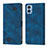 Leather Case Stands Flip Cover Holder YB1 for Motorola Moto E22 Blue