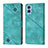 Leather Case Stands Flip Cover Holder YB1 for Motorola Moto E22 Green