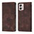 Leather Case Stands Flip Cover Holder YB1 for Motorola Moto G53y 5G Brown