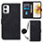 Leather Case Stands Flip Cover Holder YB1 for Motorola Moto G73 5G Black