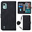 Leather Case Stands Flip Cover Holder YB1 for Nokia C12 Black