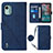 Leather Case Stands Flip Cover Holder YB1 for Nokia C12 Blue