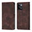 Leather Case Stands Flip Cover Holder YB1 for Oppo Reno9 5G Brown