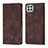 Leather Case Stands Flip Cover Holder YB1 for Samsung Galaxy A22s 5G Brown