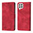 Leather Case Stands Flip Cover Holder YB1 for Samsung Galaxy M32 4G Red