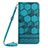 Leather Case Stands Flip Cover Holder YB1 for Samsung Galaxy Quantum4 5G Cyan