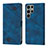 Leather Case Stands Flip Cover Holder YB1 for Samsung Galaxy S22 Ultra 5G Blue