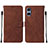 Leather Case Stands Flip Cover Holder YB1 for Sony Xperia 5 V Brown