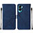 Leather Case Stands Flip Cover Holder YB2 for Huawei Honor 90 Lite 5G Blue