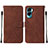 Leather Case Stands Flip Cover Holder YB2 for Huawei Honor 90 Lite 5G Brown