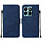 Leather Case Stands Flip Cover Holder YB2 for Huawei Honor X6a Blue