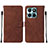 Leather Case Stands Flip Cover Holder YB2 for Huawei Honor X6a Brown