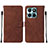 Leather Case Stands Flip Cover Holder YB2 for Huawei Honor X8b Brown