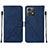 Leather Case Stands Flip Cover Holder YB2 for Motorola Moto G84 5G Blue