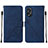 Leather Case Stands Flip Cover Holder YB2 for Oppo A18 Blue