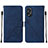 Leather Case Stands Flip Cover Holder YB2 for Oppo A58 4G Blue