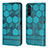 Leather Case Stands Flip Cover Holder YB2 for Samsung Galaxy A54 5G Cyan