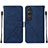 Leather Case Stands Flip Cover Holder YB2 for Sony Xperia 1 V Blue