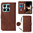 Leather Case Stands Flip Cover Holder YB3 for Huawei Honor X8b Brown