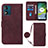 Leather Case Stands Flip Cover Holder YB3 for Motorola Moto E13 Red