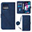 Leather Case Stands Flip Cover Holder YB3 for Motorola Moto Edge Plus (2023) 5G Blue