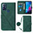 Leather Case Stands Flip Cover Holder YB3 for Motorola Moto G Play (2023) Green