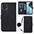 Leather Case Stands Flip Cover Holder YB3 for Motorola Moto G72 Black