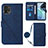 Leather Case Stands Flip Cover Holder YB3 for Motorola Moto G72 Blue