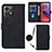 Leather Case Stands Flip Cover Holder YB3 for Motorola Moto G84 5G Black