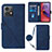 Leather Case Stands Flip Cover Holder YB3 for Motorola Moto G84 5G Blue