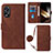 Leather Case Stands Flip Cover Holder YB3 for Oppo A18 Brown